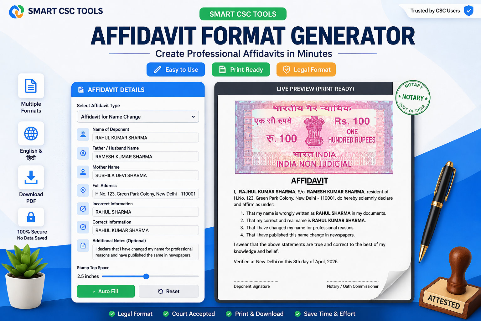 Affidavit Format Generator